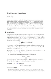 The Riemann Hypothesis