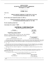 VISTEON CORPORATION (Exact Name of Registrant As Speciñed in Its Charter)