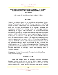 Assessment of Drinking Water Quality in Tingloy Island Through Multiple Tube Fermentation Technique