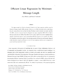 Efficient Linear Regression by Minimum Message Length