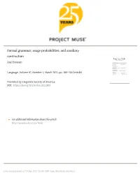 Formal Grammar, Usage Probabilities, and Auxiliary Contraction Joan Bresnan