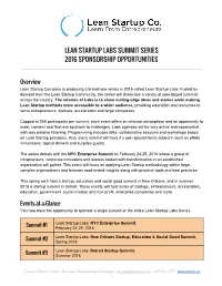 Lean Startup Labs Summit Series 2016 Sponsorship Opportunities