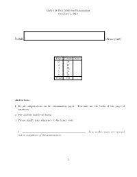 Math 124 First Midterm Examination October1 1, 2010 NAME (Please