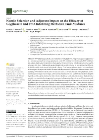 Nozzle Selection and Adjuvant Impact on the Efficacy of Glyphosate And