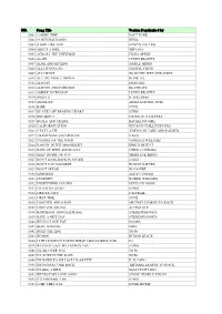 POP Vol 1 Song List