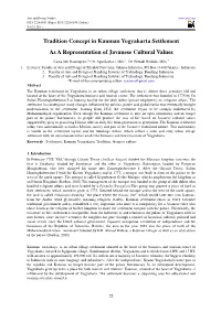 Tradition Concept in Kauman Yogyakarta Settlement As a Representation of Javanese Cultural Values