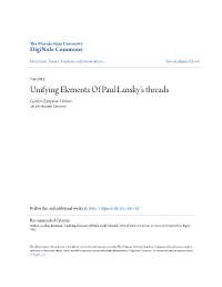 Unifying Elements of Paul Lansky's Threads Gordon Benjamin Hicken the Florida State University