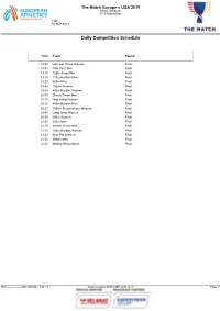 Daily Competition Schedule