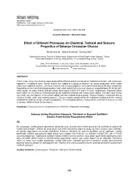 Effect of Different Processes on Chemical, Textural and Sensory Properties of Sakarya Circassian Cheese