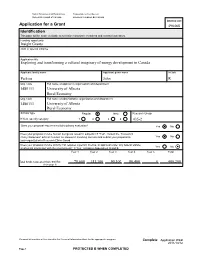 Application for a Grant 496468 Identification This Page Will Be Made Available to Selection Committee Members and External Assessors