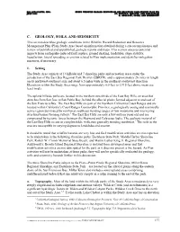 C. Geology, Soils, and Seismicity