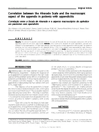 Correlation Between the Alvarado Scale and the Macroscopic Aspect of the Appendix Inoriginal Patients with Appendicitisarticle