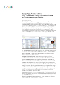 Google Apps Premier Edition: Easy, Collaborative Workgroup Communication with Gmail and Google Calendar