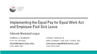 Implementing the Equal Pay for Equal Work Act and Employee Paid Sick Leave