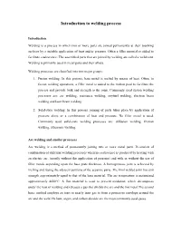 Introduction to Welding Process