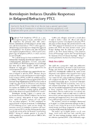 Romidepsin Induces Durable Responses in Relapsed/Refractory PTCL