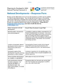 National Developments – Response Form