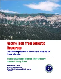 Secure Fuels from Domestic Resources