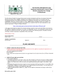 Stormwater Management and Sediment and Erosion Control Plan Review Checklist for Design Professionals