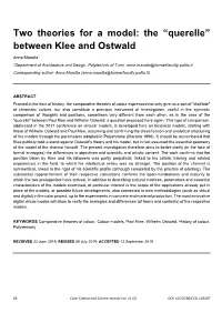 Two Theories for a Model: the “Querelle” Between Klee and Ostwald
