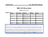 802.11I Overview Date: 2005-02-09
