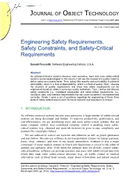 Engineering Safety Requirements, Safety Constraints, and Safety-Critical Requirements