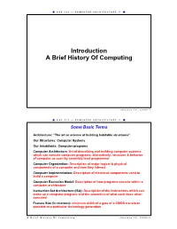 Introduction a Brief History of Computing