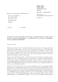 Markus Kuhn Comment on the Green Paper