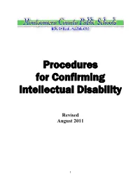 Procedures for Confirming Intellectual Disability