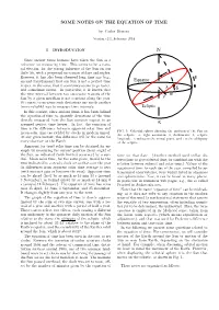Some Notes on the Equation of Time