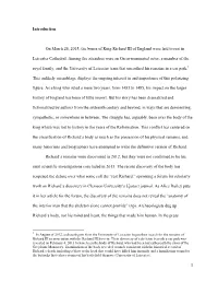 1 Introduction on March 26, 2015, the Bones of King Richard III of England