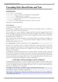 Cascading Style Sheets/Fonts and Text 1 Cascading Style Sheets/Fonts and Text