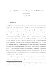 Ch. 4: Statistical Research Designs for Causal Inference∗