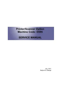 Field Service Manual: (D595), Printer/Scanner Unit Type 3352