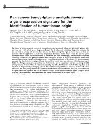 Pan-Cancer Transcriptome Analysis Reveals a Gene Expression