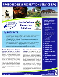 Proposed New Recreation Service