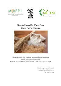 Reading Manual for Wheat Flour Under PMFME Scheme