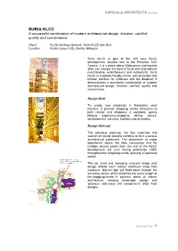 SURIA KLCC a Successful Combination of Modern Architectural Design, Function, Comfort, Quality and Convenience