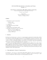 1 Review 2 Poly-Alphabetic Classical Cryptosystems