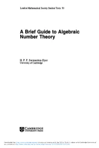 A Brief Guide to Algebraic Number Theory