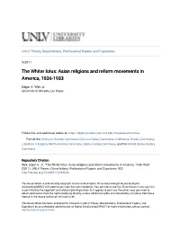 Asian Religions and Reform Movements in America, 1836-1933
