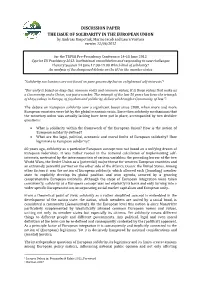 Discussion Paper on Solidarity in the European Union