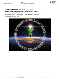 Electrosynthesis 2.0 in 1,1,1,3,3,3‐Hexafluoroisopropanol/Amine Mixtures