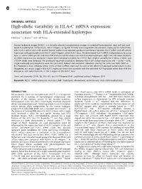 High-Allelic Variability in HLA-C Mrna Expression: Association with HLA-Extended Haplotypes