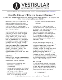 How Do I Know If I Have a Balance Disorder?