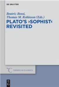 Sophist Revisited Trends in Classics Q Supplementary Volumes