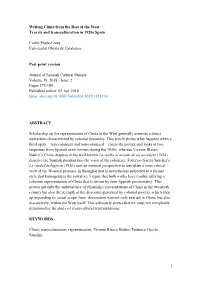 Writing China from the Rest of the West: Travels and Transculturation in 1920S Spain