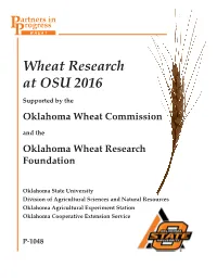 2016 Supported by the Oklahoma Wheat Commission