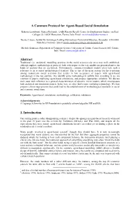 A Common Protocol for Agent-Based Social Simulation Abstract 1