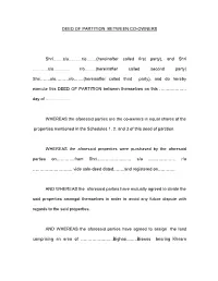 Deed of Partition Between Co-Owners